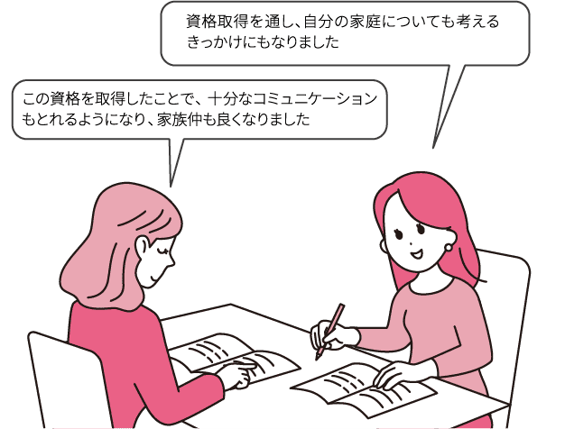 資格取得を通し、自分の家庭についても考えるきっかけにもなりました/この資格を取得したことで、十分なコミュニケーションもとれるようになり、家族仲も良くなりました